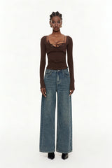Eidel Rhinestone Jeans In Dark Blue