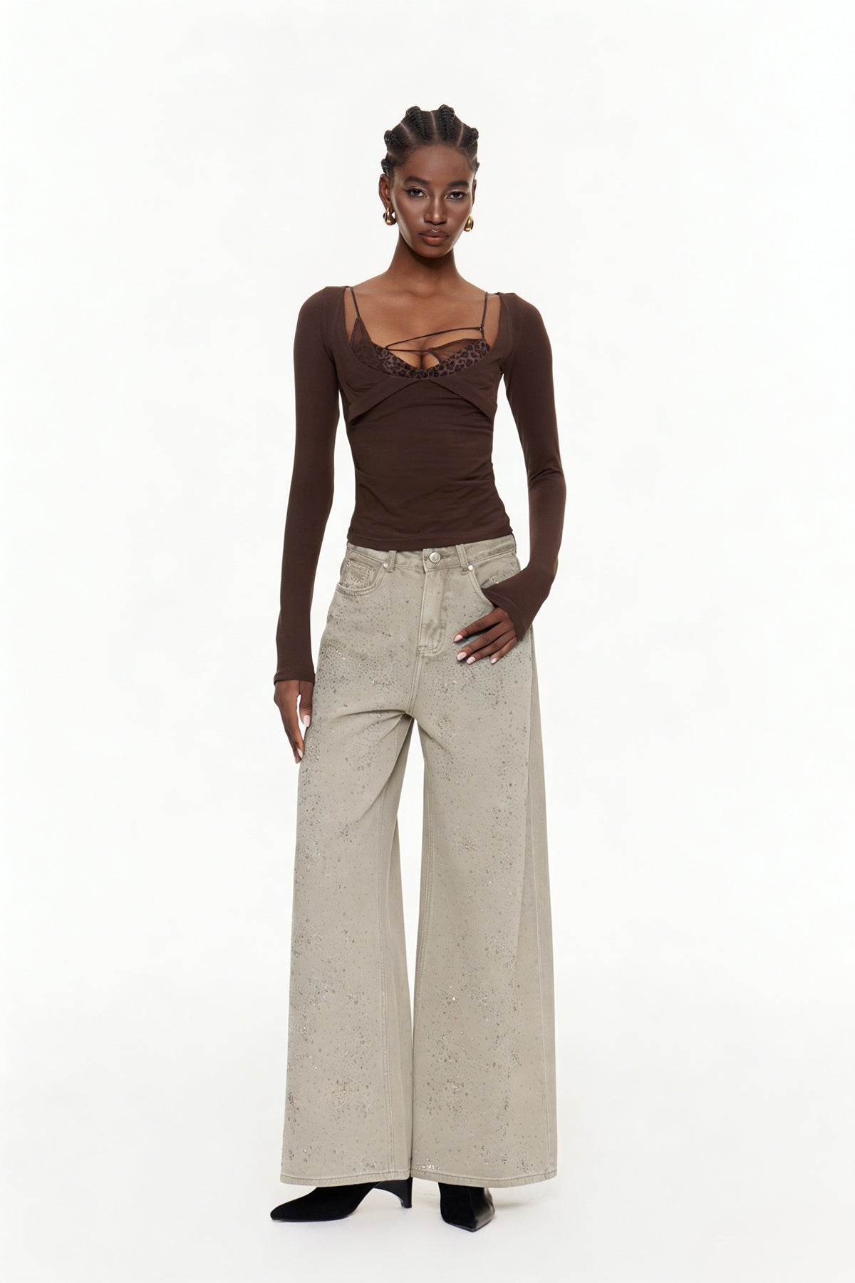 Eidel Rhinestone Jeans In Grey