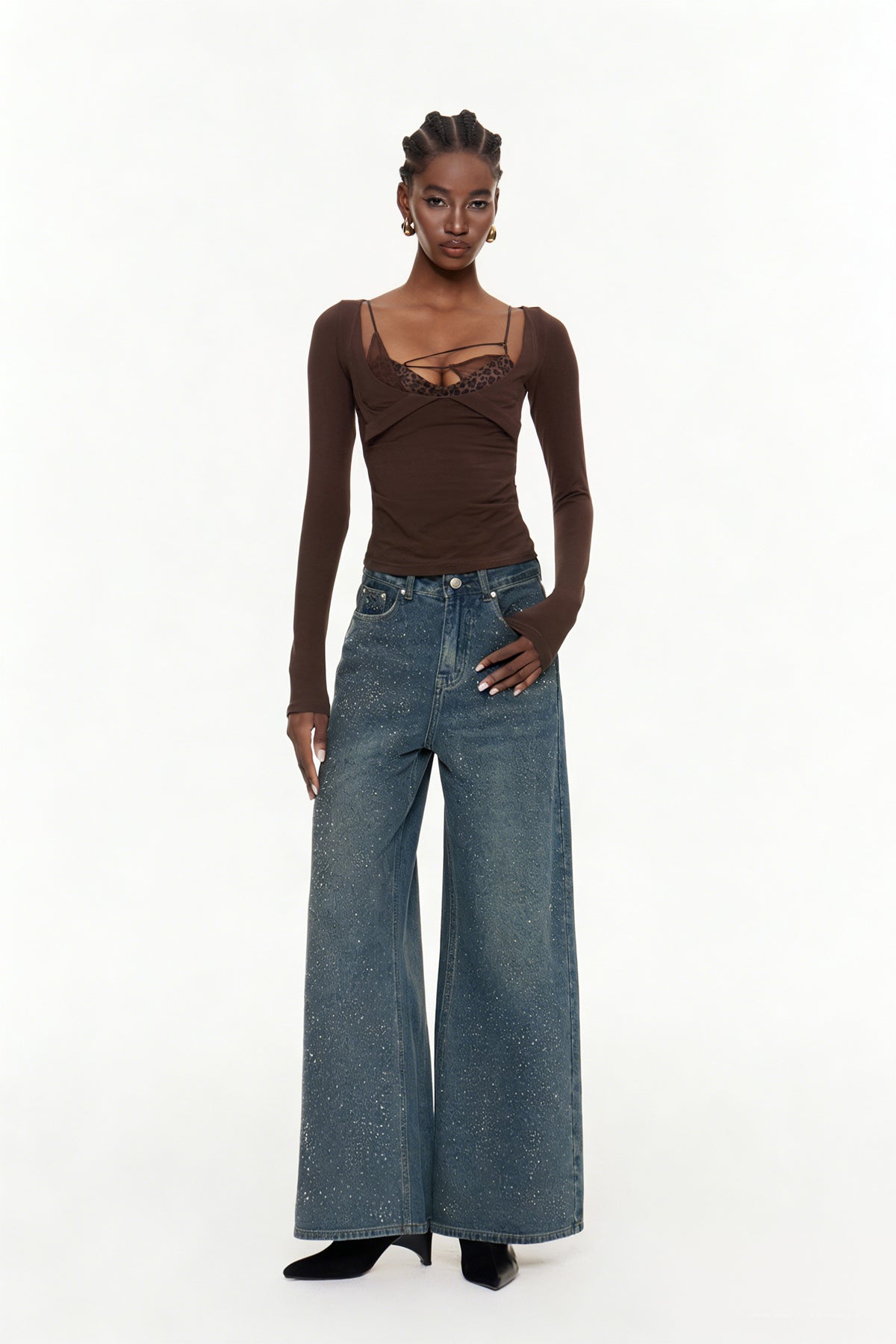 Eidel Rhinestone Jeans In Dark Blue