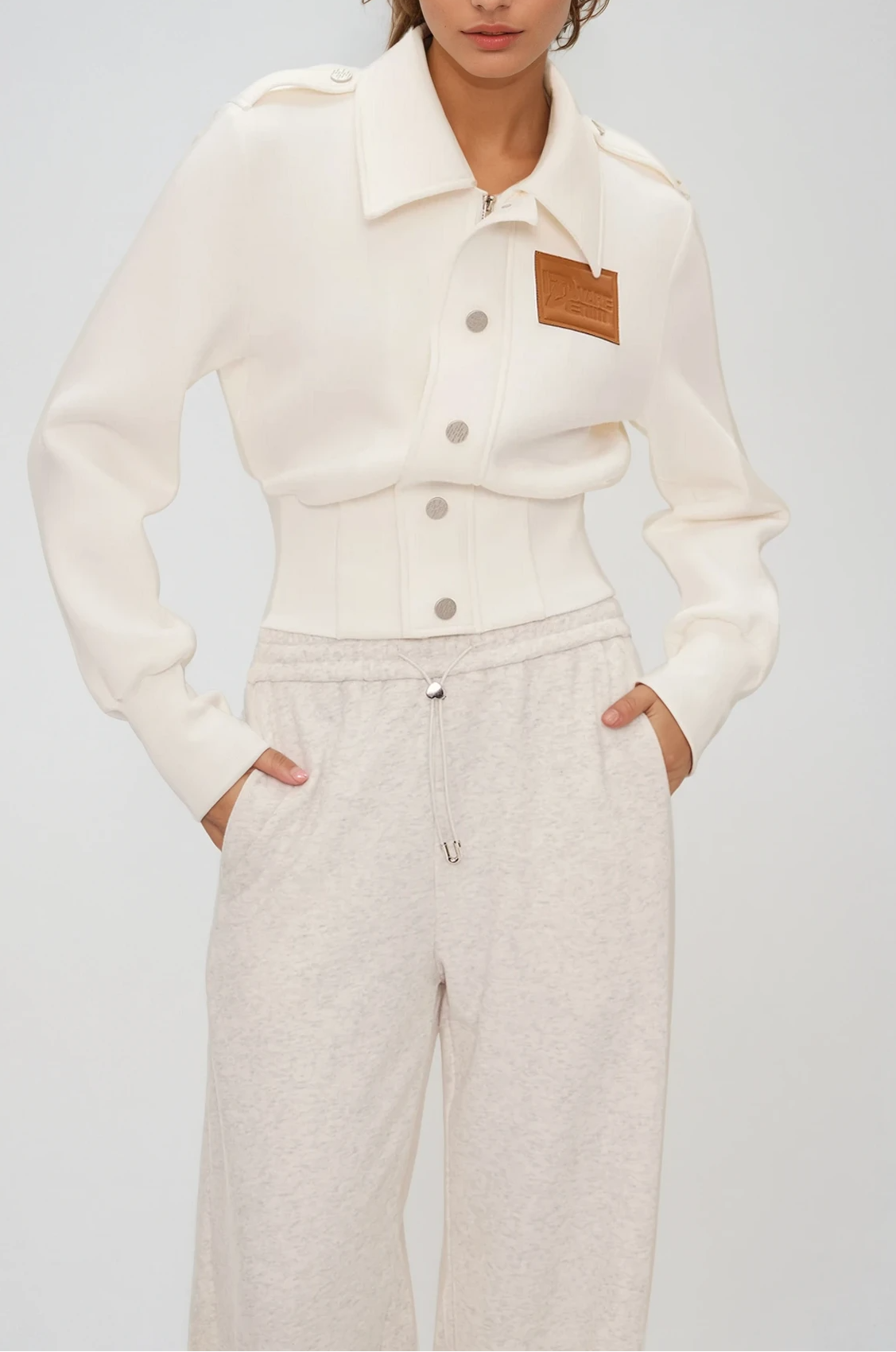 Eimear Lapel Crop Jacket In White