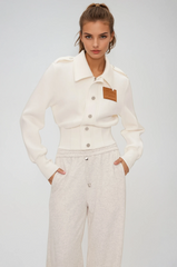 Eimear Lapel Crop Jacket In White