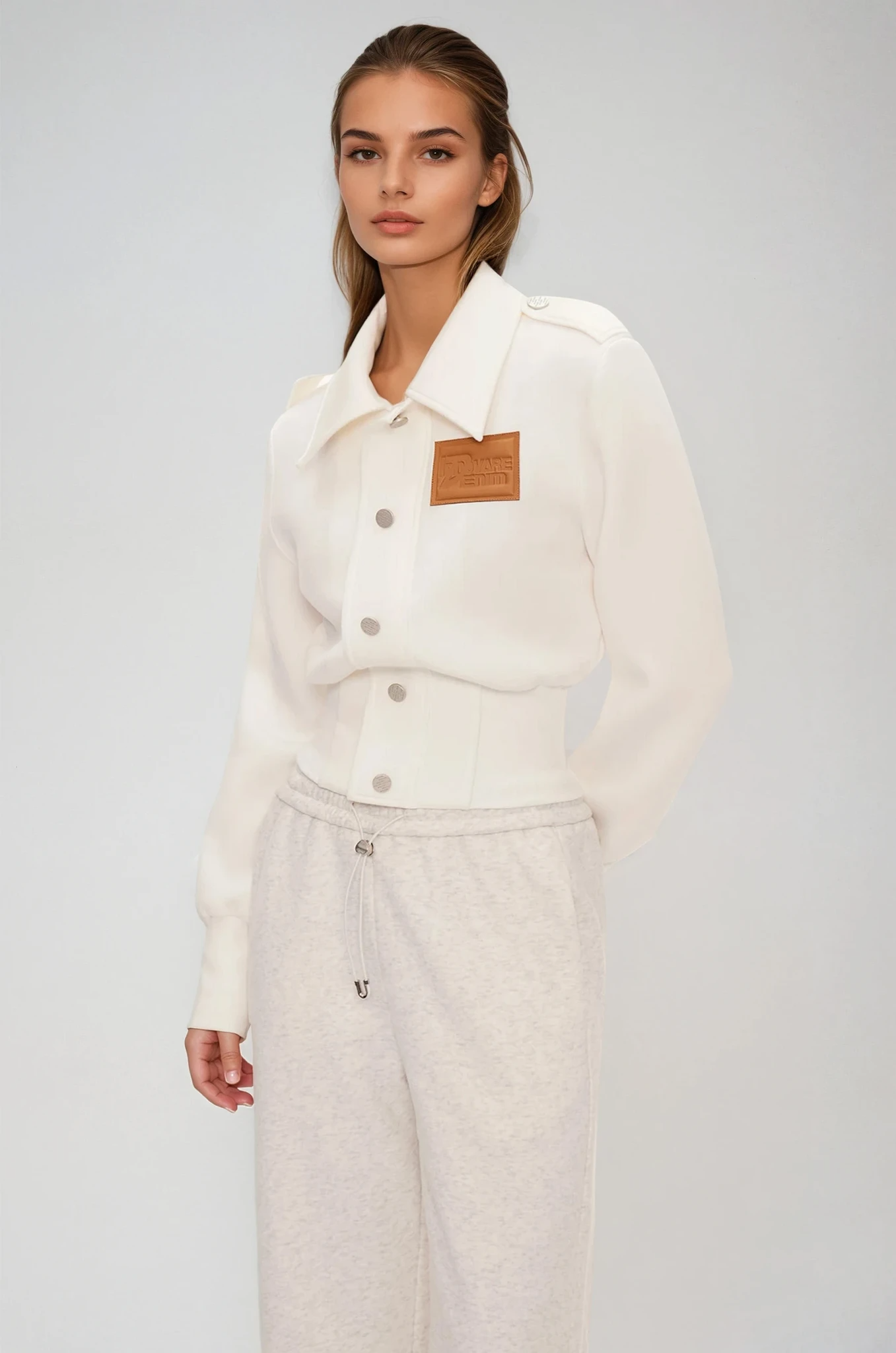 Eimear Lapel Crop Jacket In White