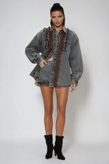 Eirenaios Ruffle Denim Skirt Set