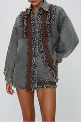 Eirenaios Ruffle Denim Skirt Set