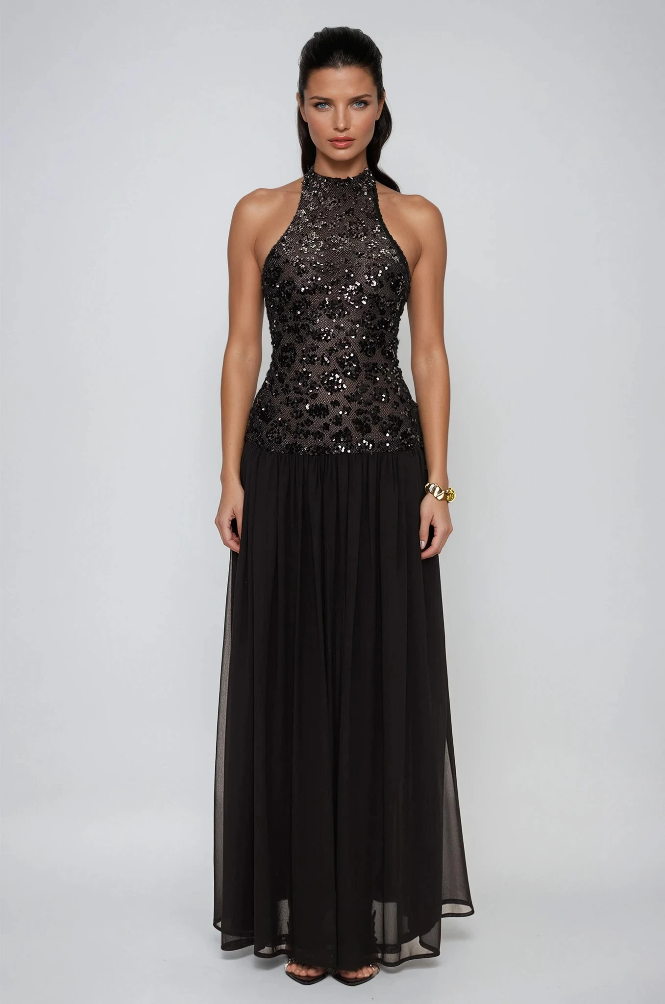 Eivind Tank Top Sequin Mesh Maxi Dress