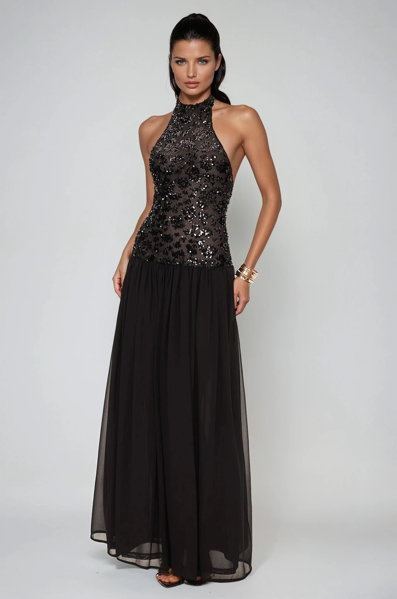 Eivind Tank Top Sequin Mesh Maxi Dress