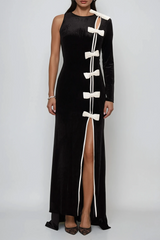 Ejder Asymmetric Bow Split Maxi Dress