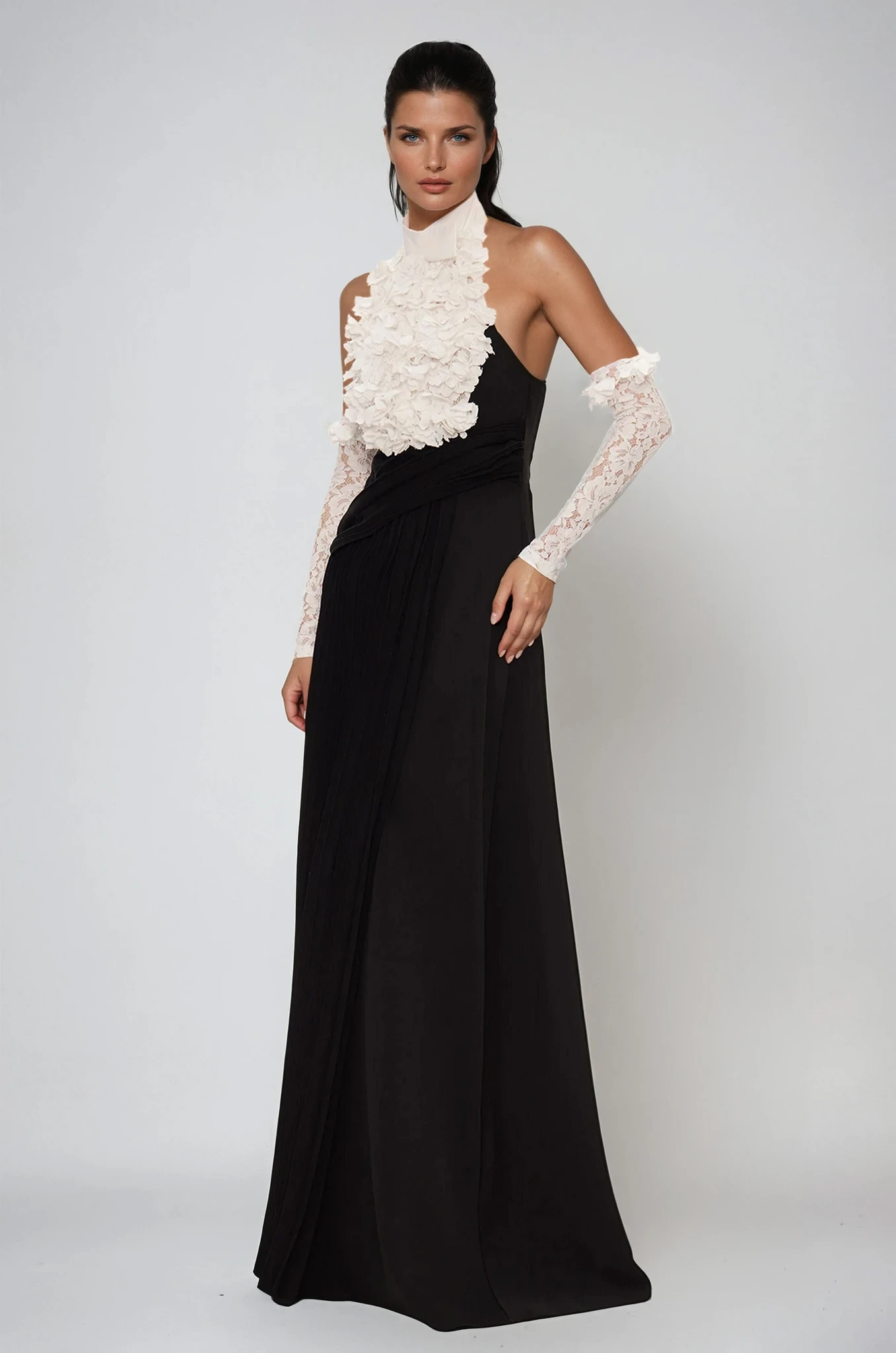 Ejike Flower Ruch Maxi Dress