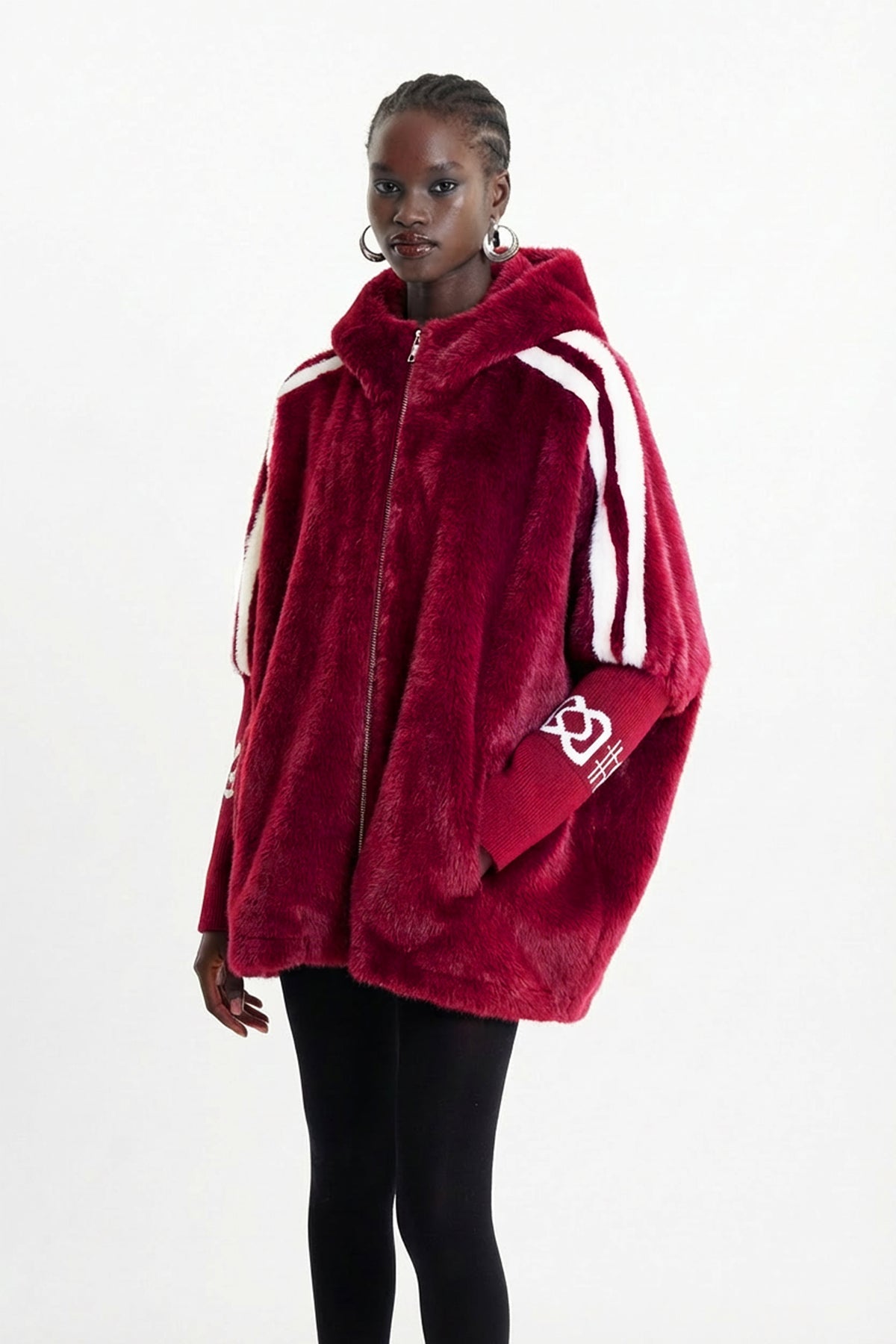 Ekkebert Faux Fur Hooded Jacket In Burgundy