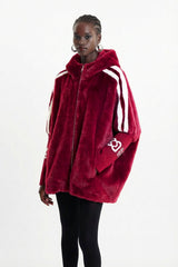 Ekkebert Faux Fur Hooded Jacket In Burgundy