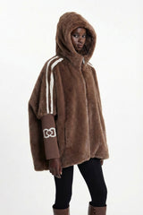 Ekkebert Faux Fur Hooded Jacket In Chocolate