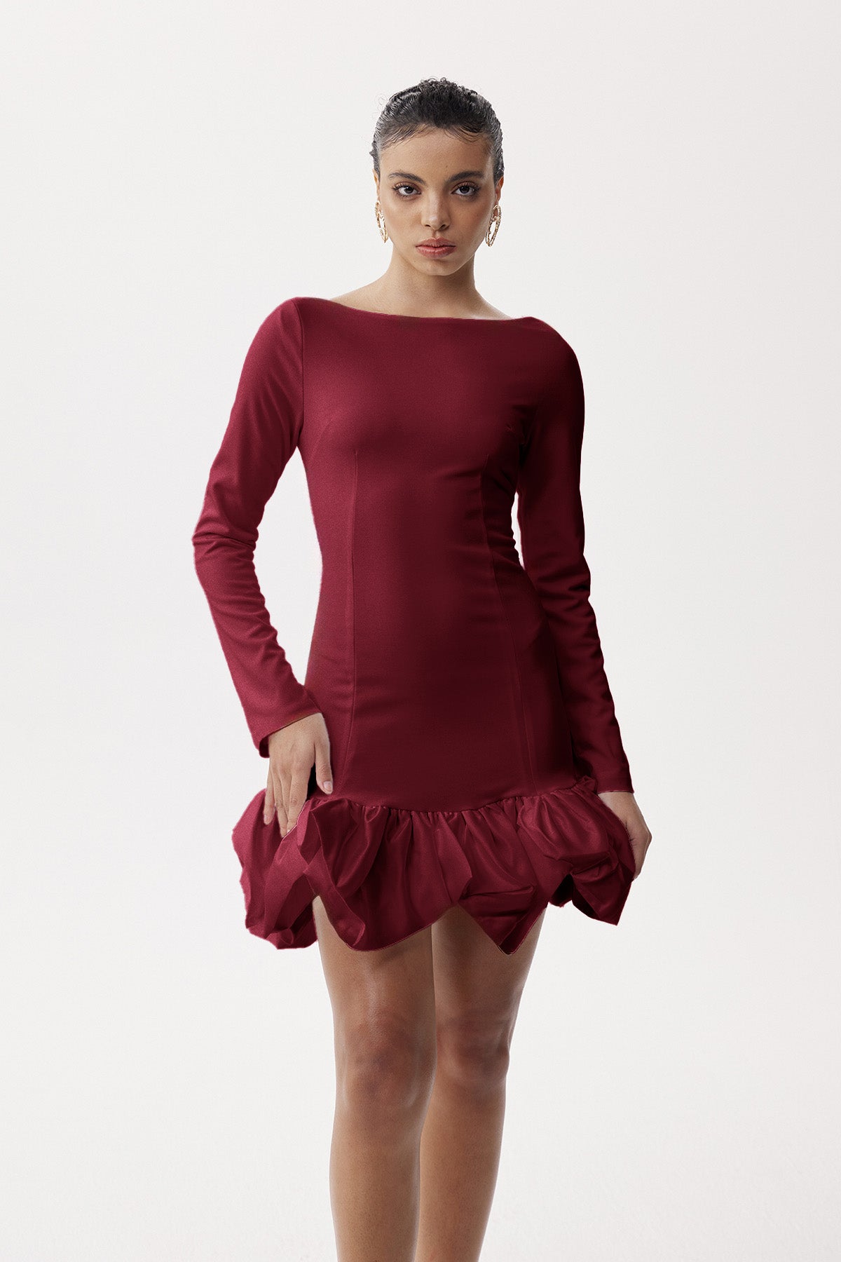 Eleonor Ruch Drop Waist Mini Dress In Wine