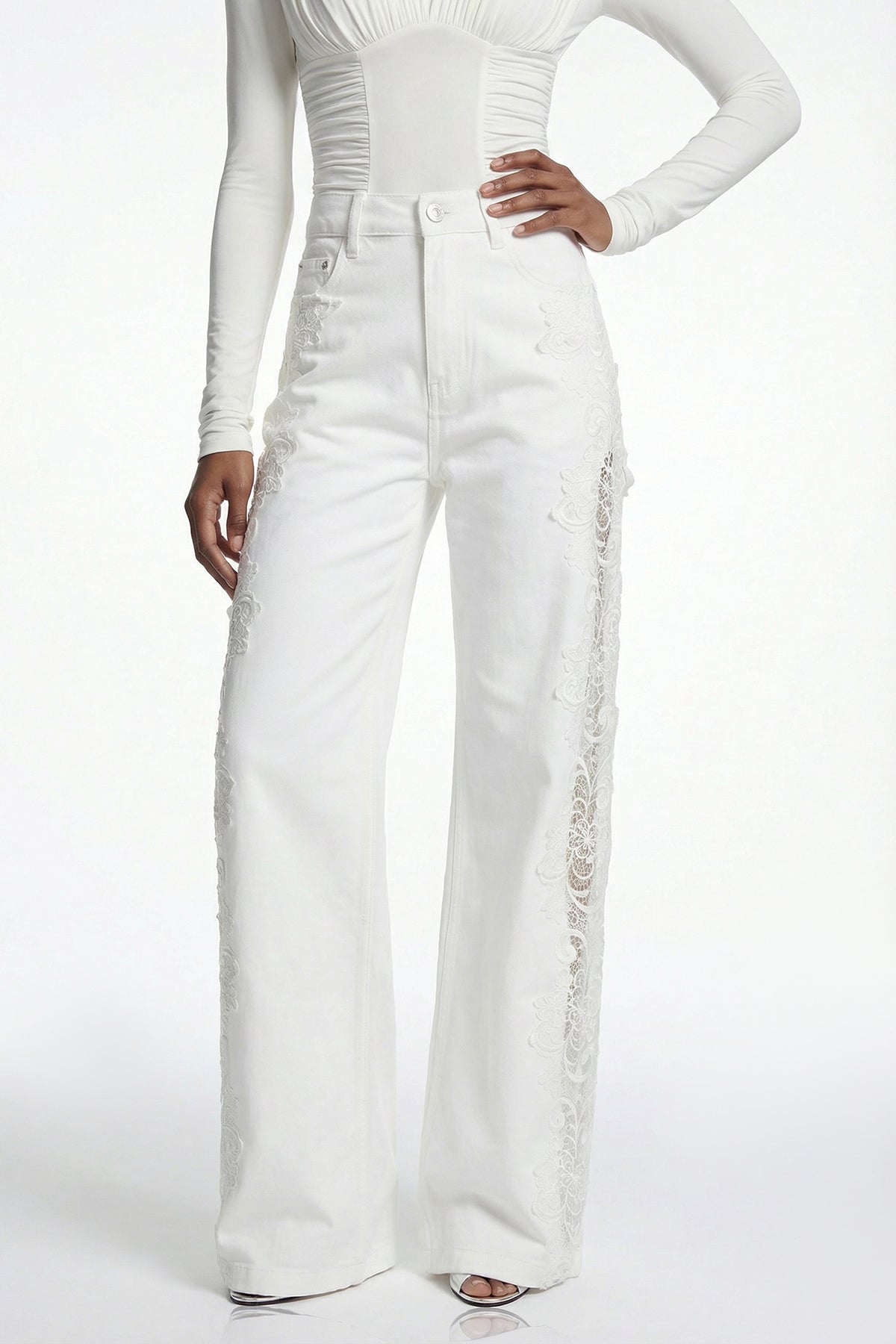 Eliodoro Embroidered Mesh Jeans