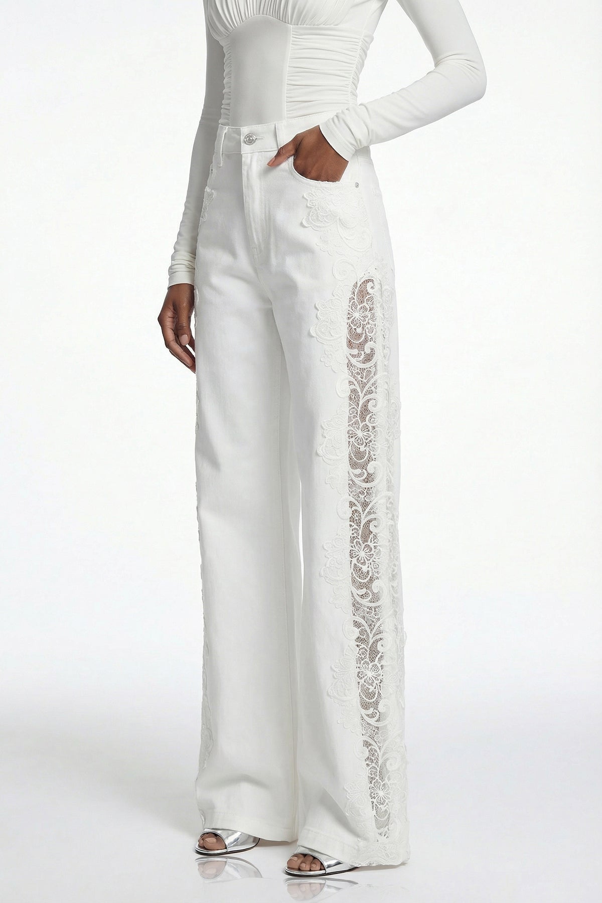 Eliodoro Embroidered Mesh Jeans