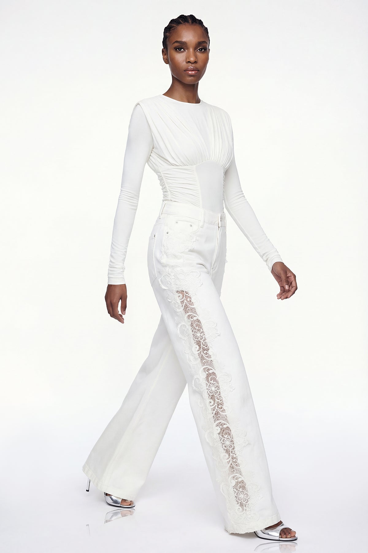 Eliodoro Embroidered Mesh Jeans