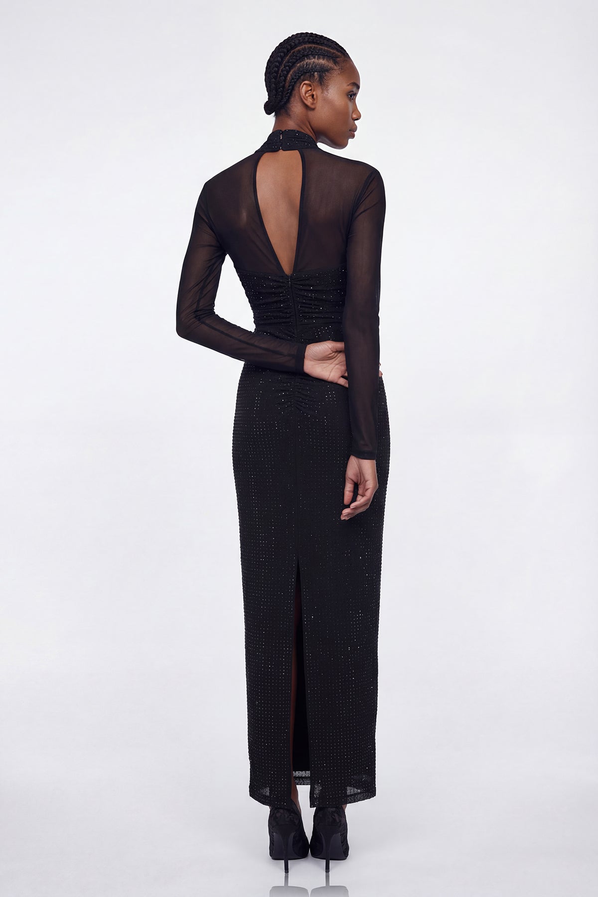 Elis Rhinestone Mesh Maxi Dress