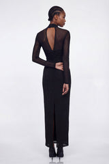 Elis Rhinestone Mesh Maxi Dress