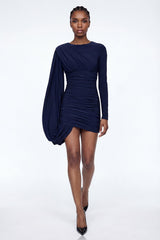 Elisedd Draped Shoulder Asymmetric Mini Dress