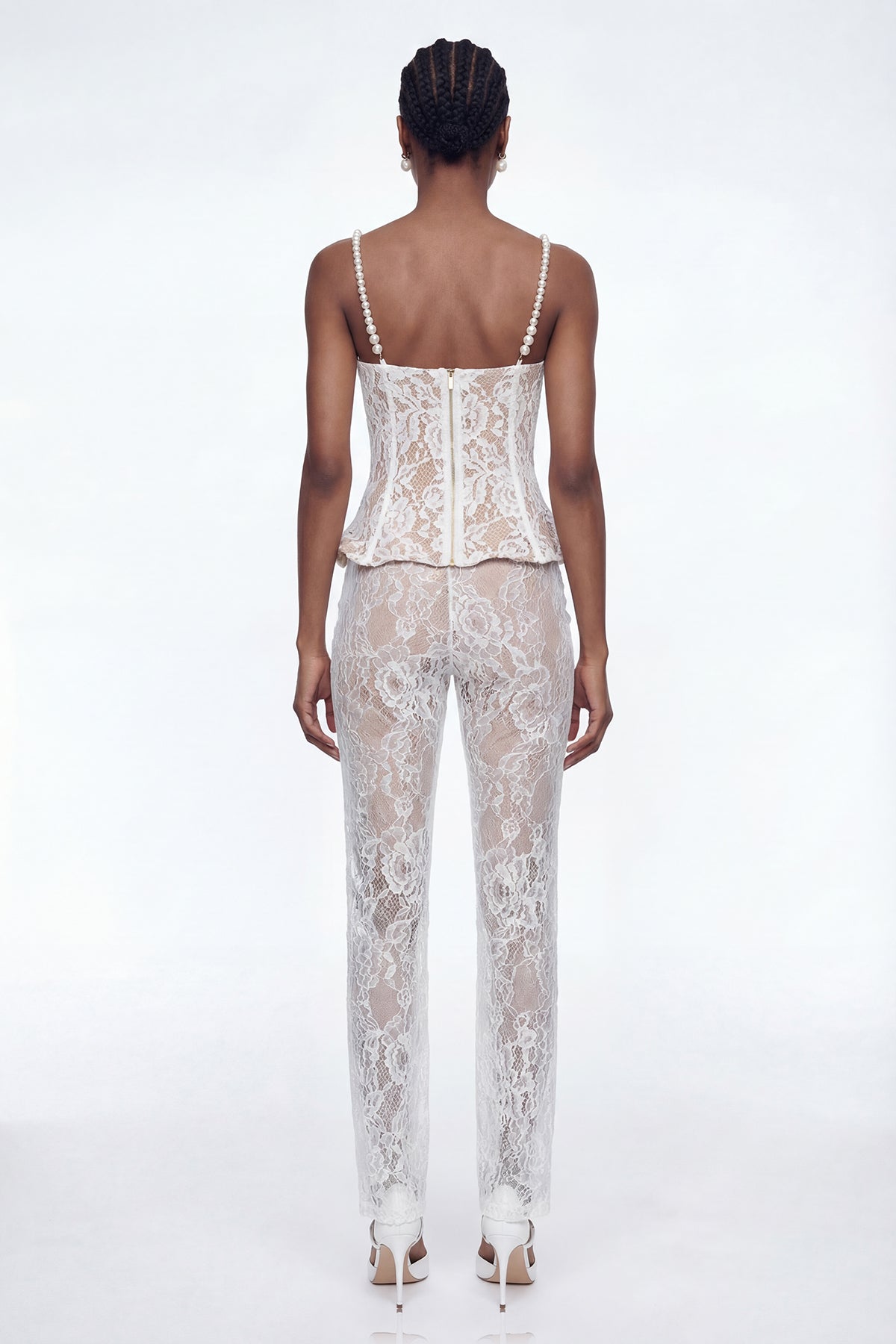 Eliseo Lace Corset Pearl Pants Set