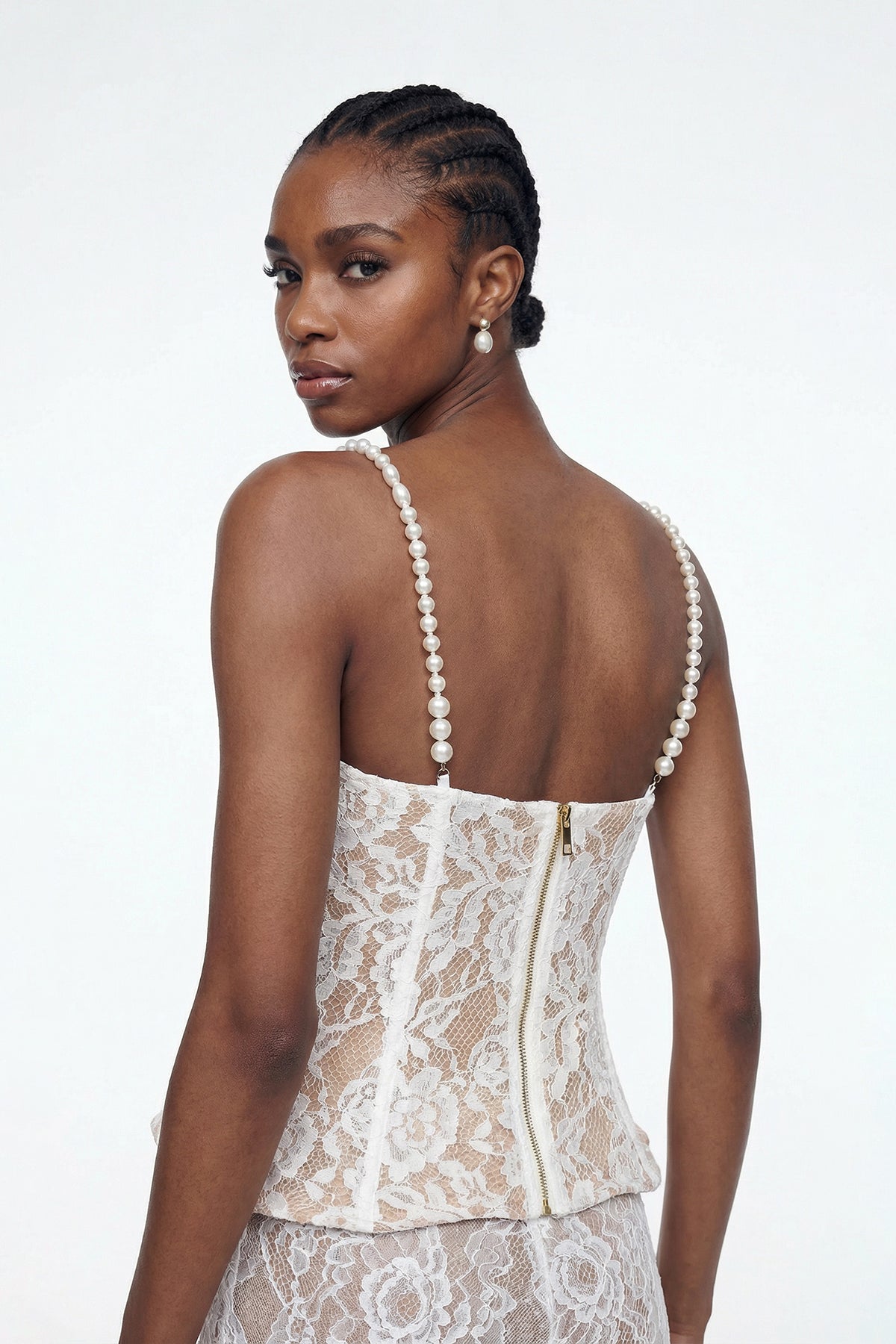 Eliseo Lace Corset Pearl Pants Set