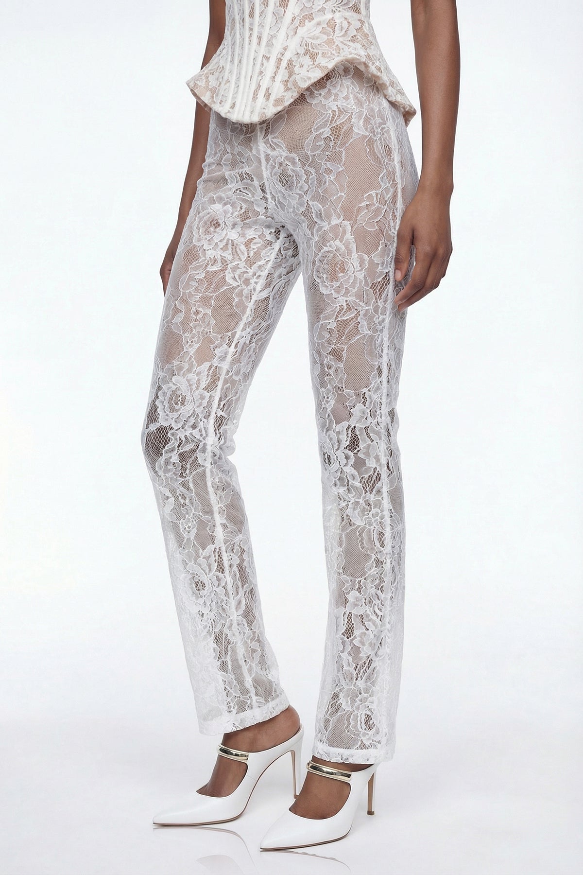 Eliseo Lace Corset Pearl Pants Set