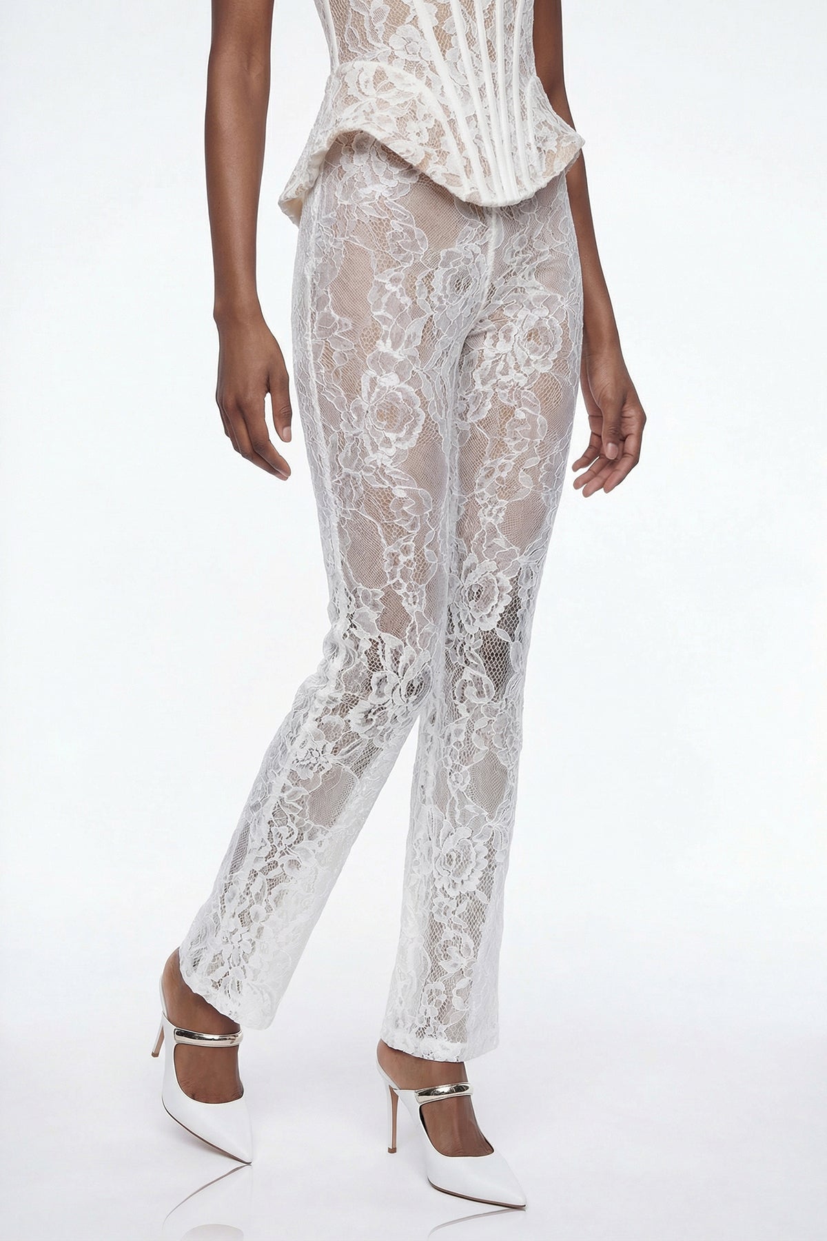 Eliseo Lace Corset Pearl Pants Set