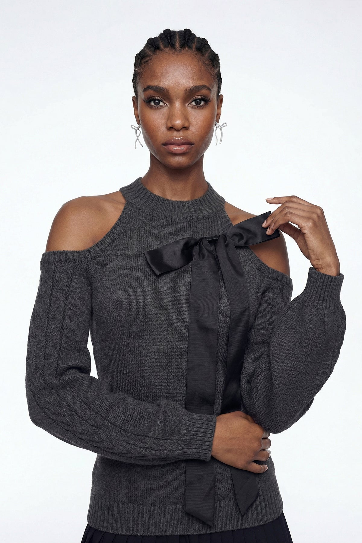 Elissa Cutout Bow Knit Skirt Set
