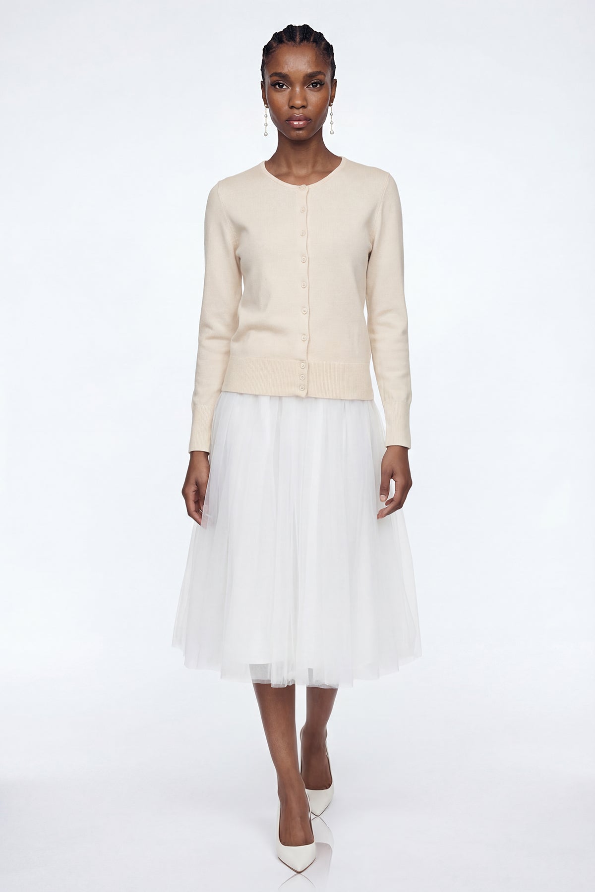 Elita Mesh Puffy Midi Skirt