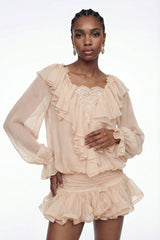 Eliya Embroidered Ruffe Mini Dress