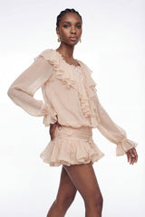 Eliya Embroidered Ruffe Mini Dress