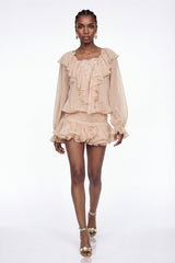Eliya Embroidered Ruffe Mini Dress