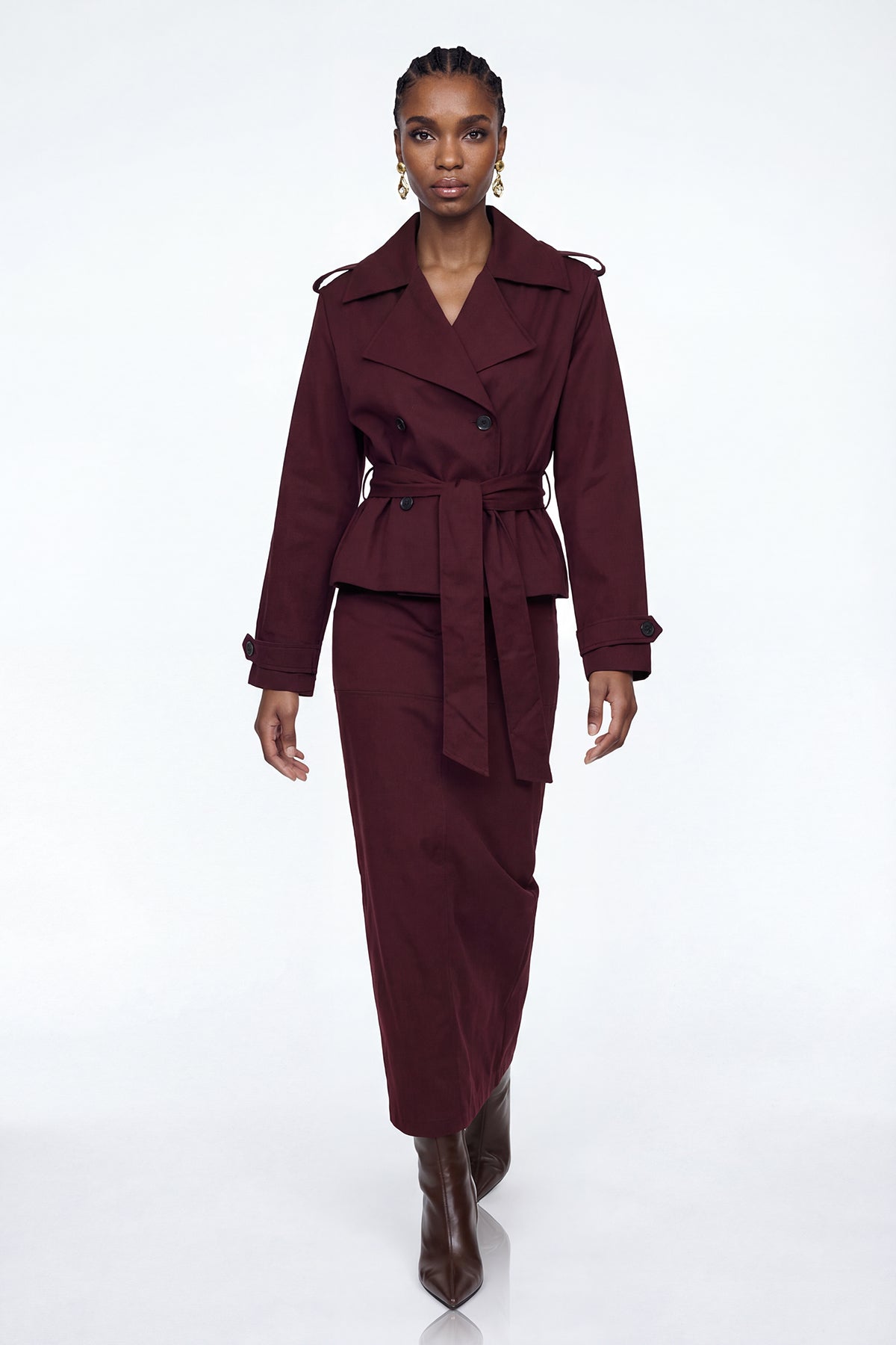 Eliza Trench Coat Skirt Set