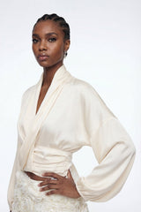 Elizabet Plunge Satin Skirt Set