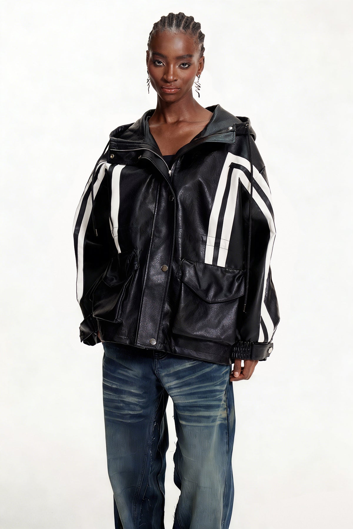 Elpidius Stripe Leather Jacket
