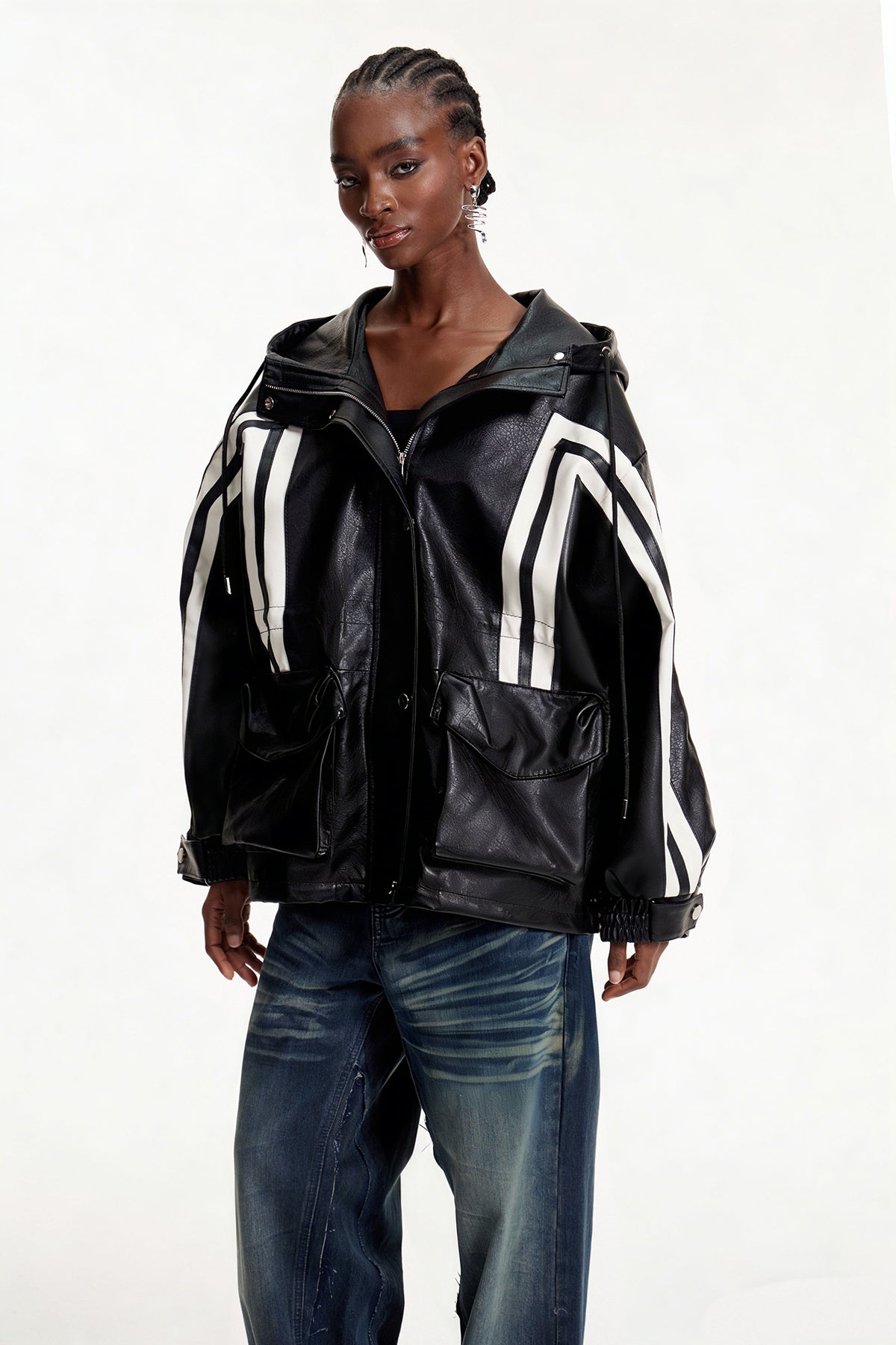 Elpidius Stripe Leather Jacket