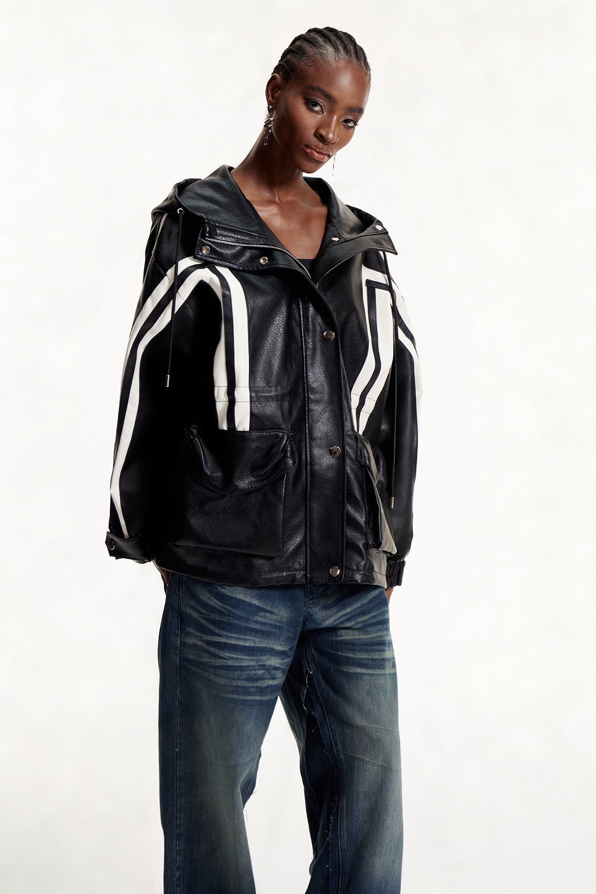 Elpidius Stripe Leather Jacket