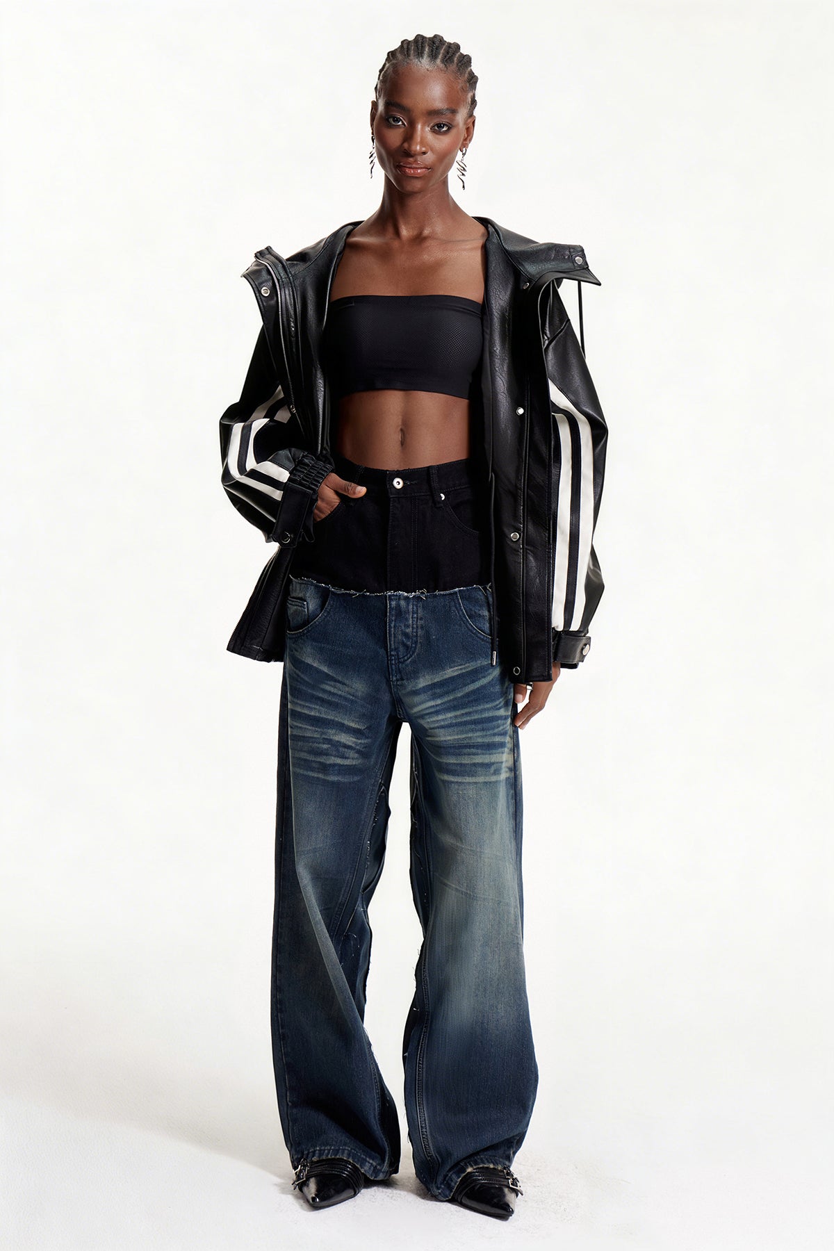 Elpidius Stripe Leather Jacket
