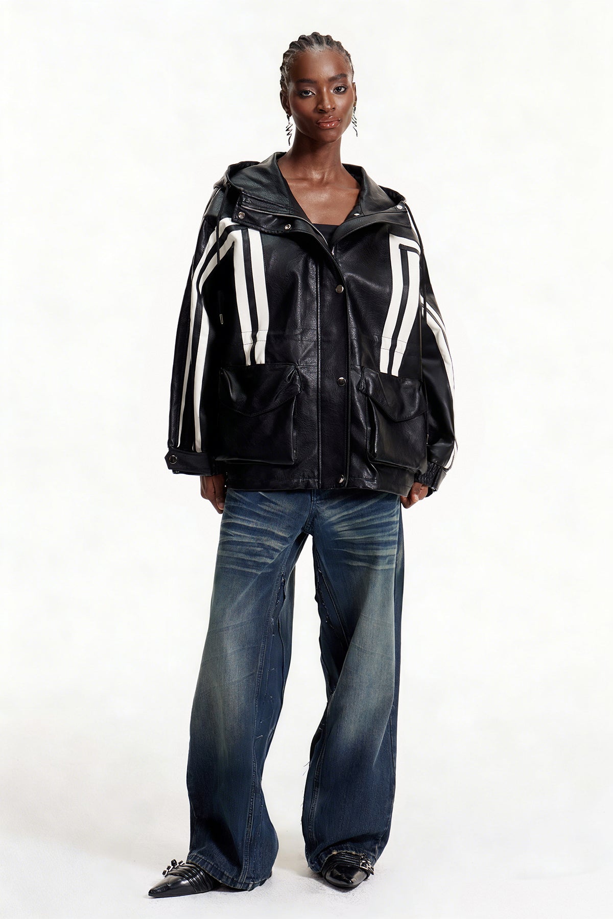 Elpidius Stripe Leather Jacket