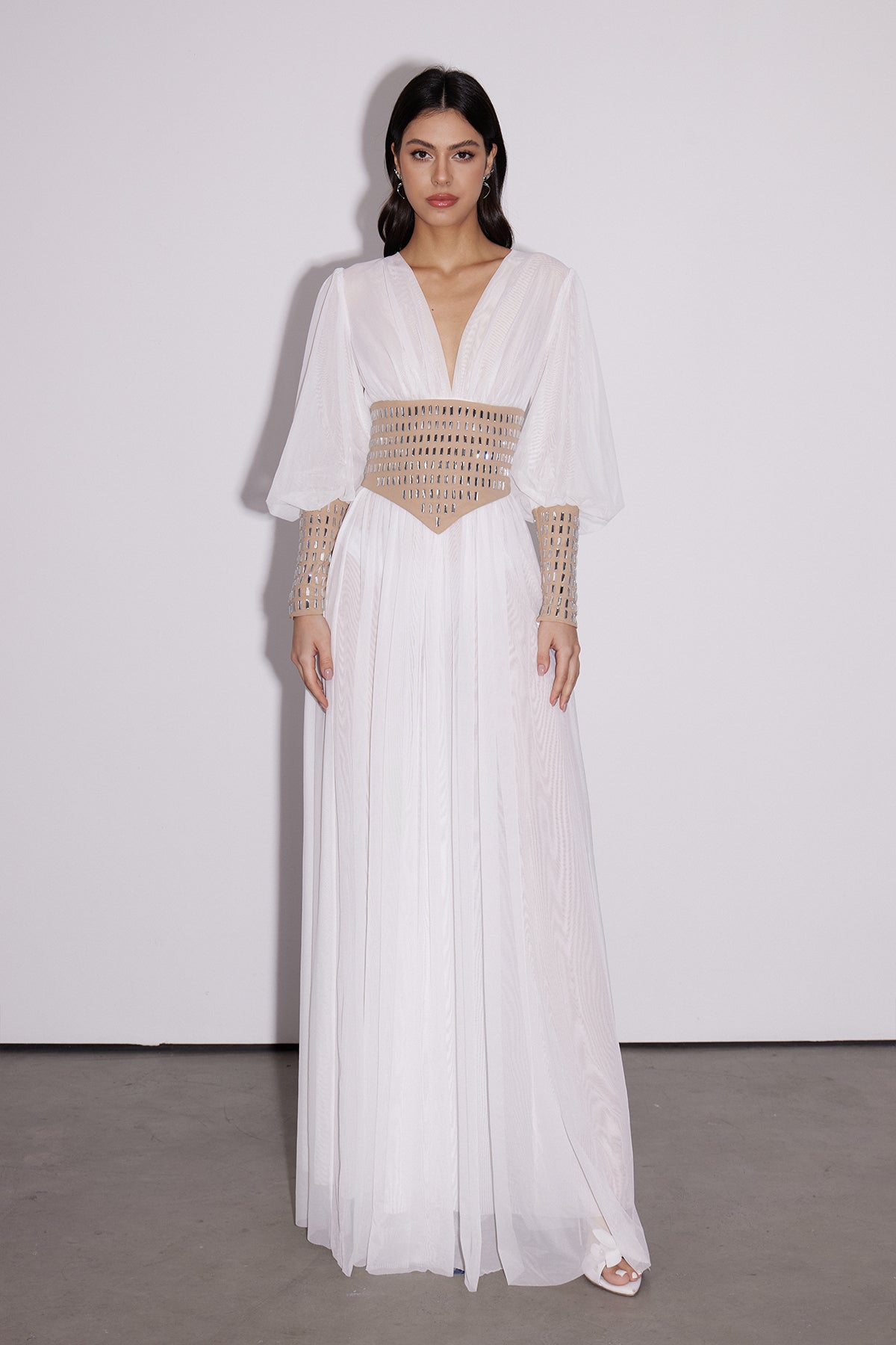 Elya Crystal Mesh Maxi Dress