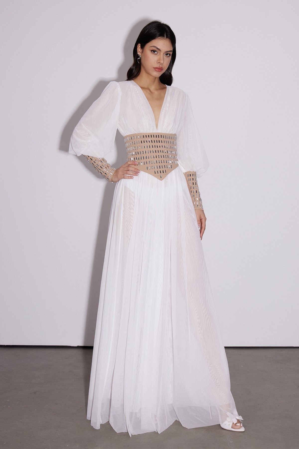 Elya Crystal Mesh Maxi Dress