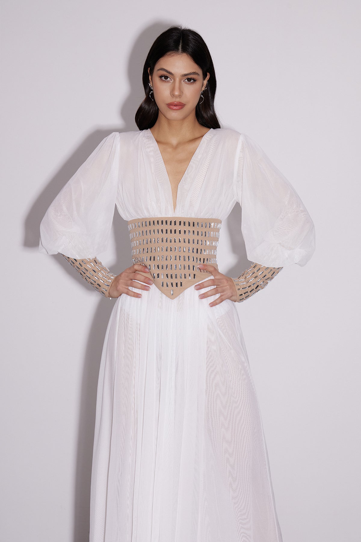 Elya Crystal Mesh Maxi Dress