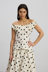 Elyo Off Shoulder Dot Top