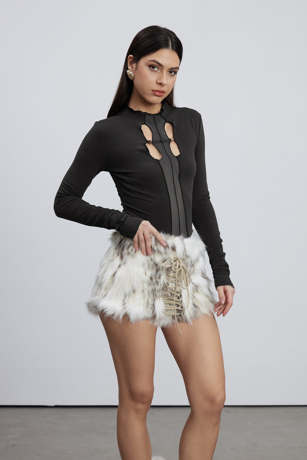 Emelina Mesh Cutout Top In Black