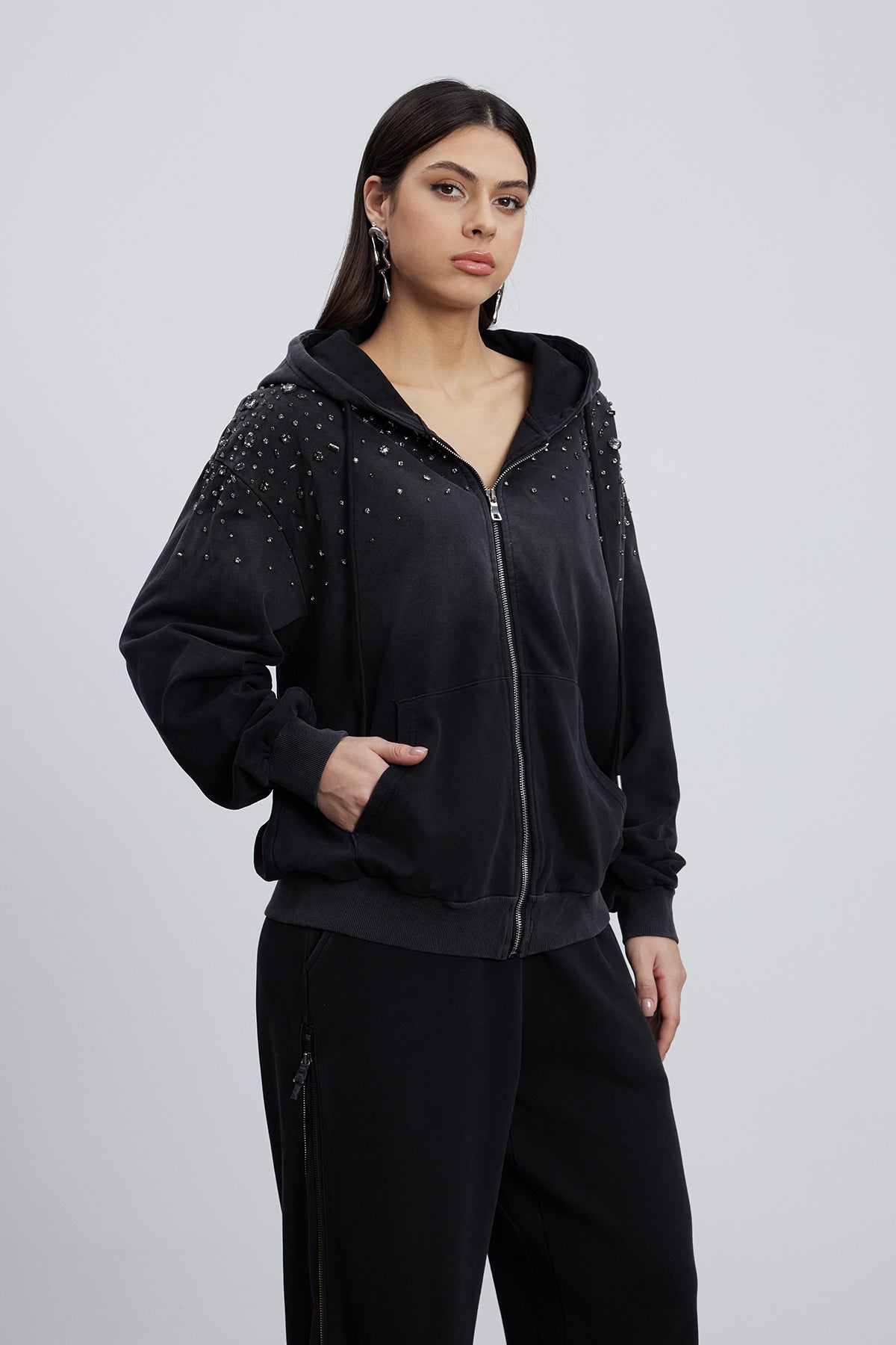 Emersyn Crystal Jacket In Black