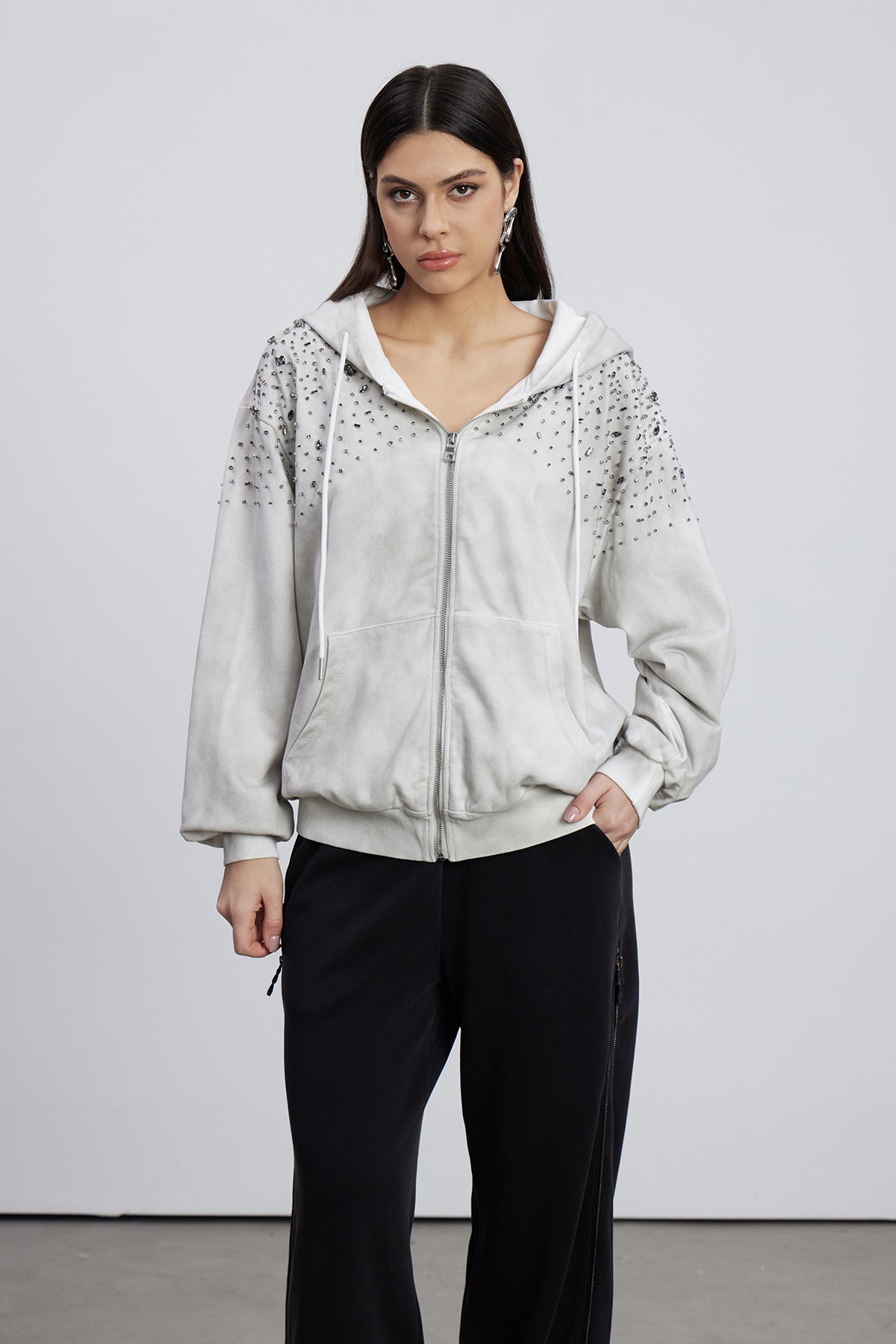 Emersyn Crystal Jacket In Grey