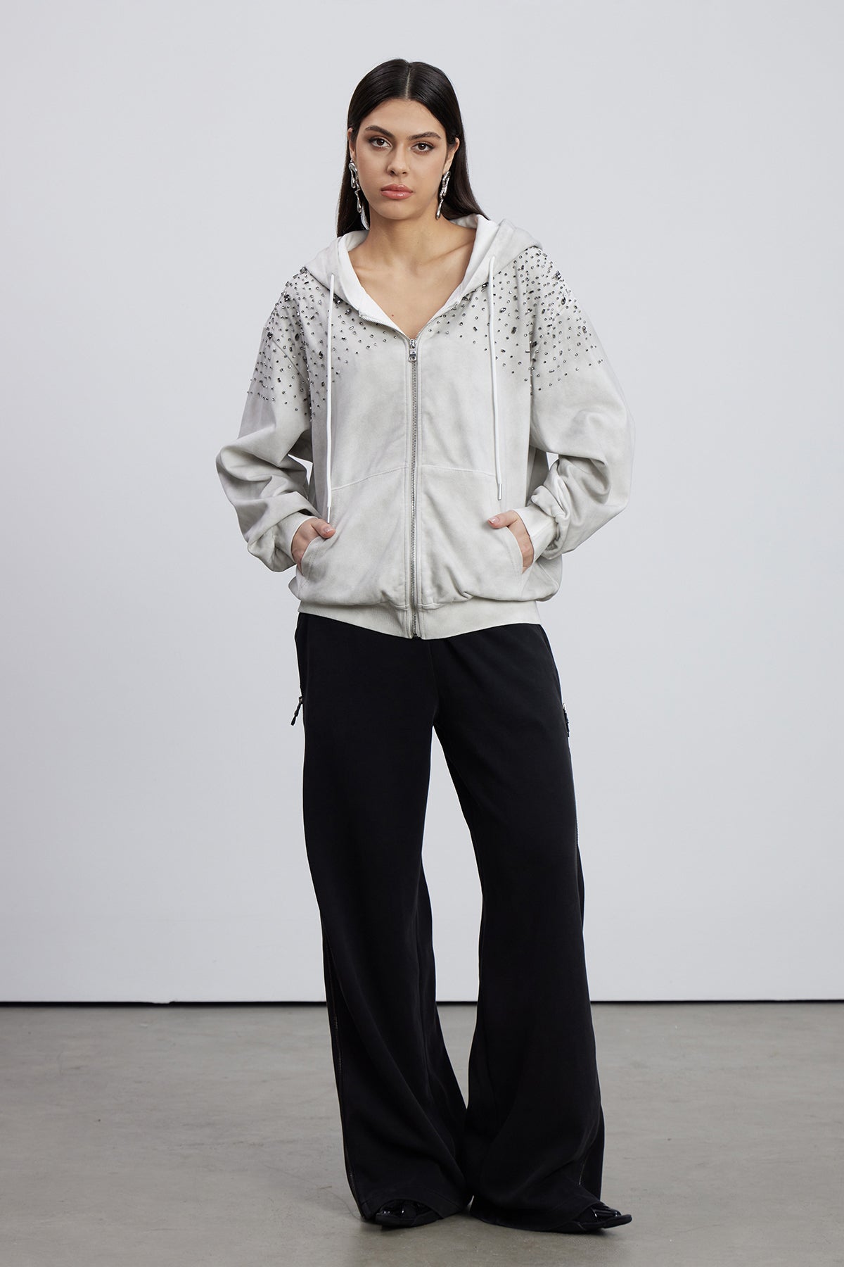 Emersyn Crystal Jacket In Grey