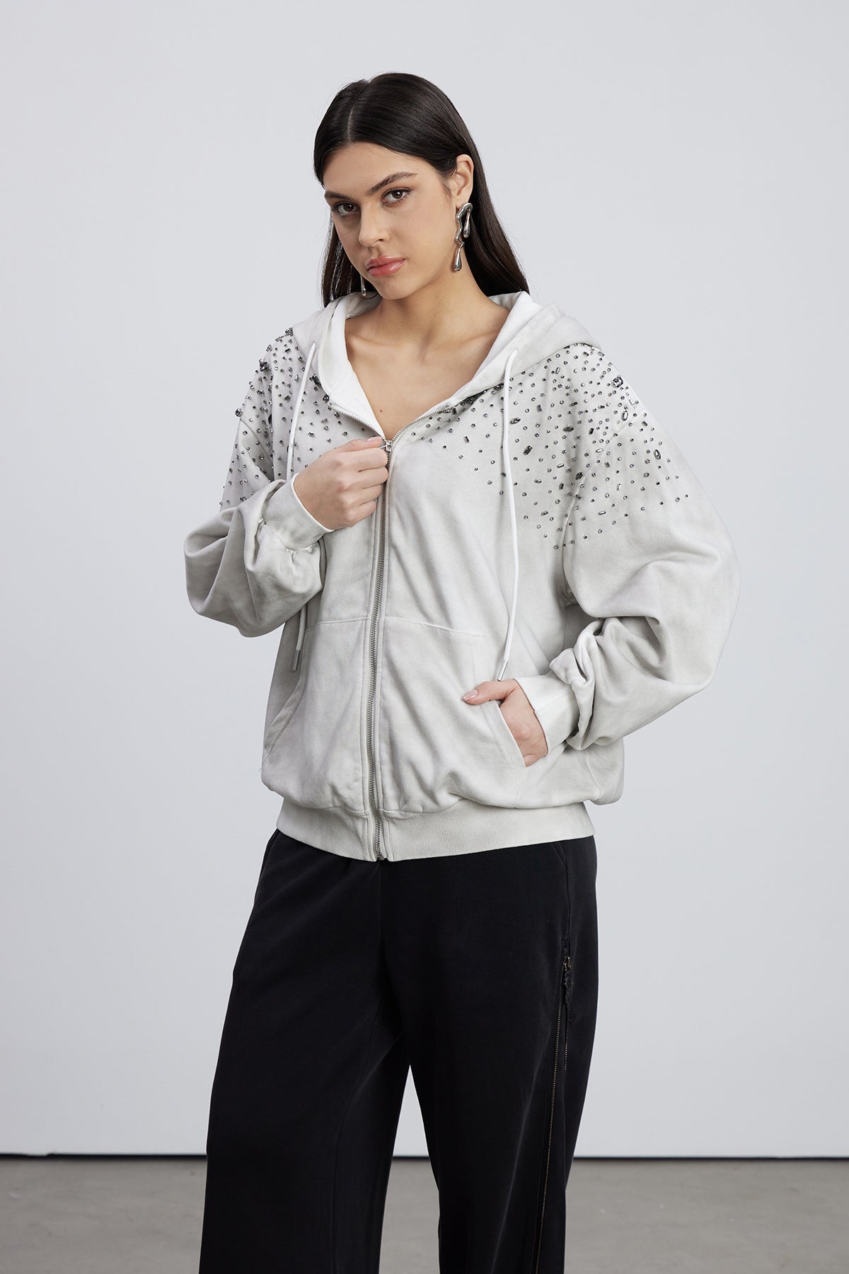 Emersyn Crystal Jacket In Grey