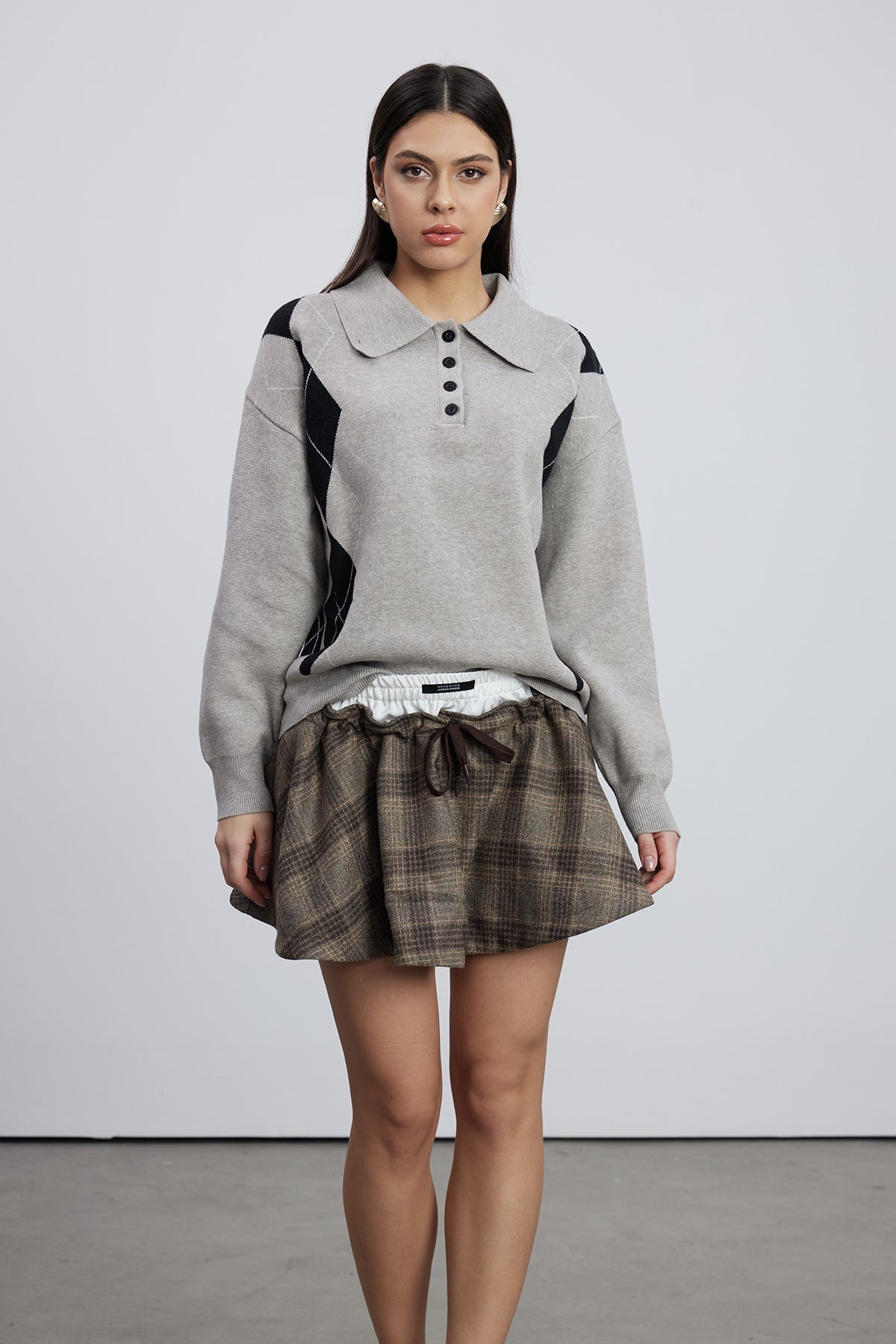 Emery Lapel Plaid Skirt Set