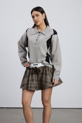 Emery Lapel Plaid Skirt Set