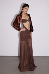 Emigdio Silky Cutout Mesh Maxi Dress